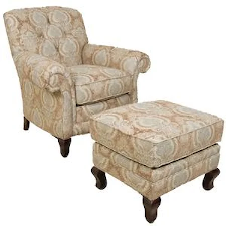 Traditional Upholstered Chair and Ottoman